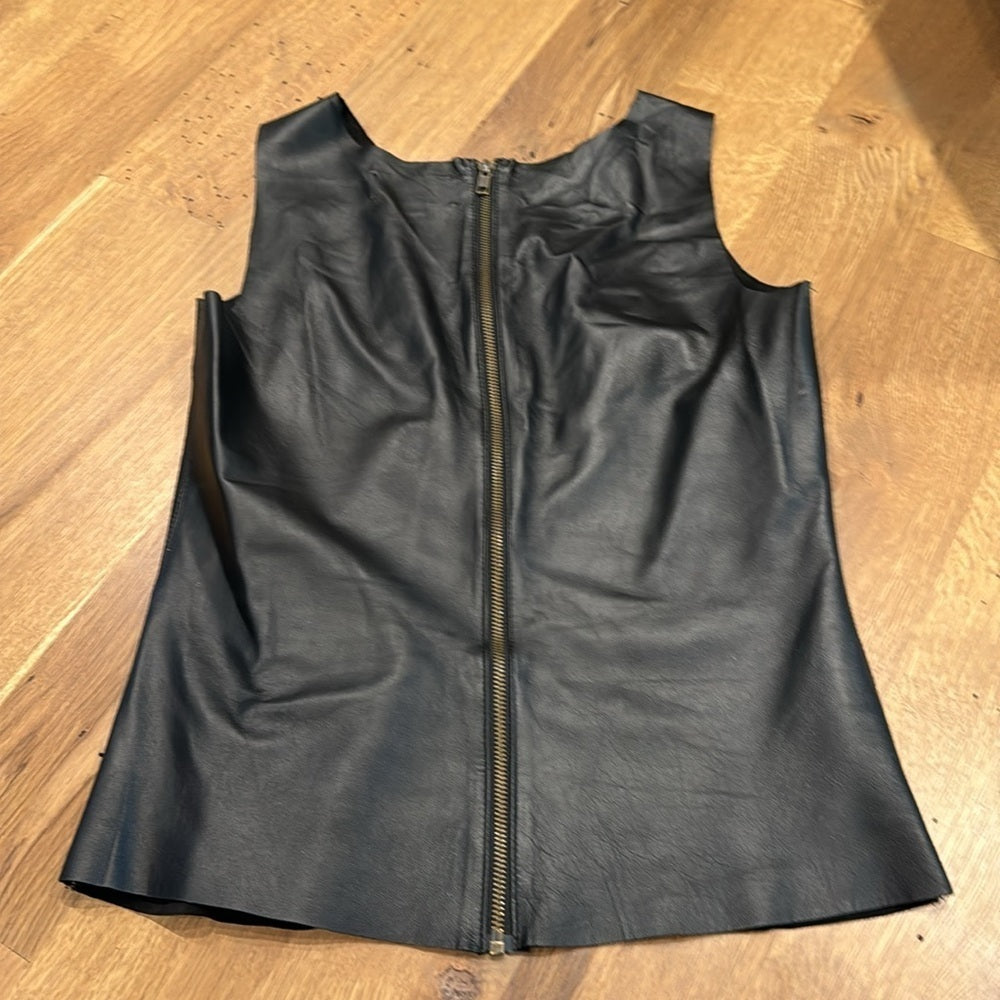 PJK Womens Leather Tank Black Size Small