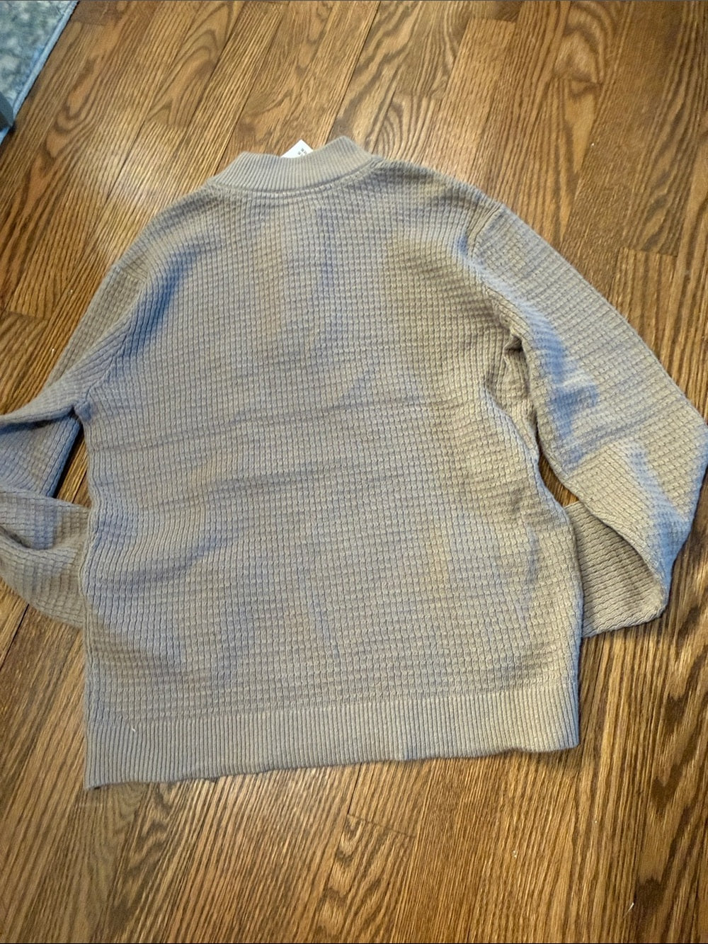 NWT abercrombie kids Beige Waffle-Knit Crewneck Sweater Size Large