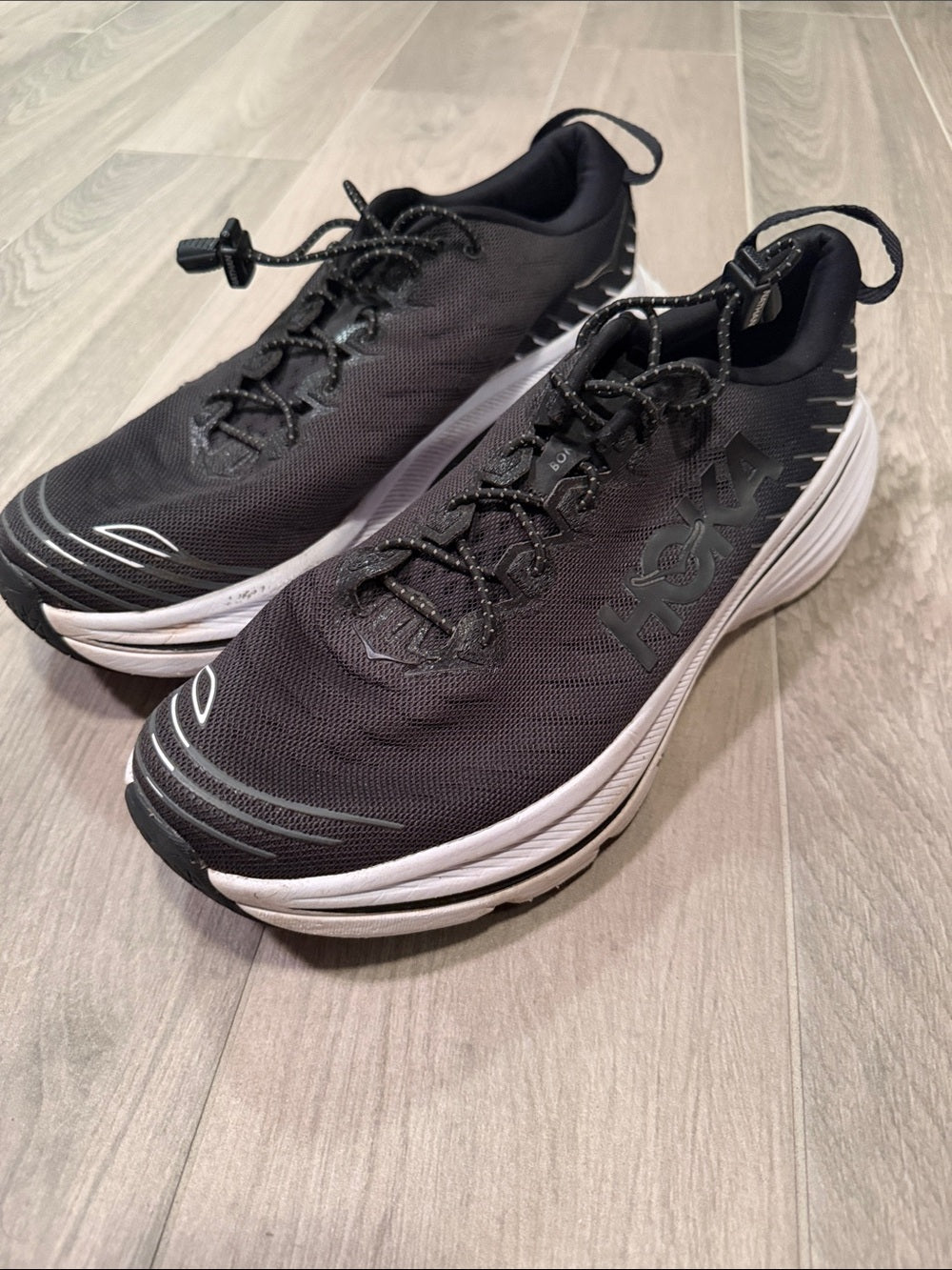 Hoka Men’s Black and White Road Running Shoes Size 12