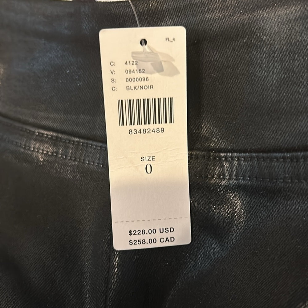 NWT Frame Women’s Black Faux Leather Jetset Crop Skinny Pants Size 0