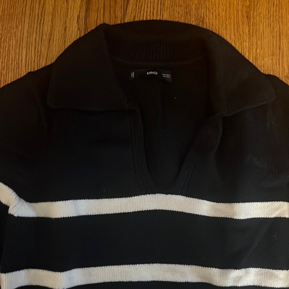 MNG Woman’s Black and White Striped Sweater Size XS