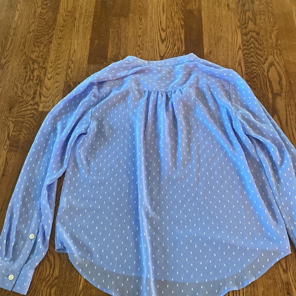 J.Crew Women’s Blue Blouse with White Dots Size Small