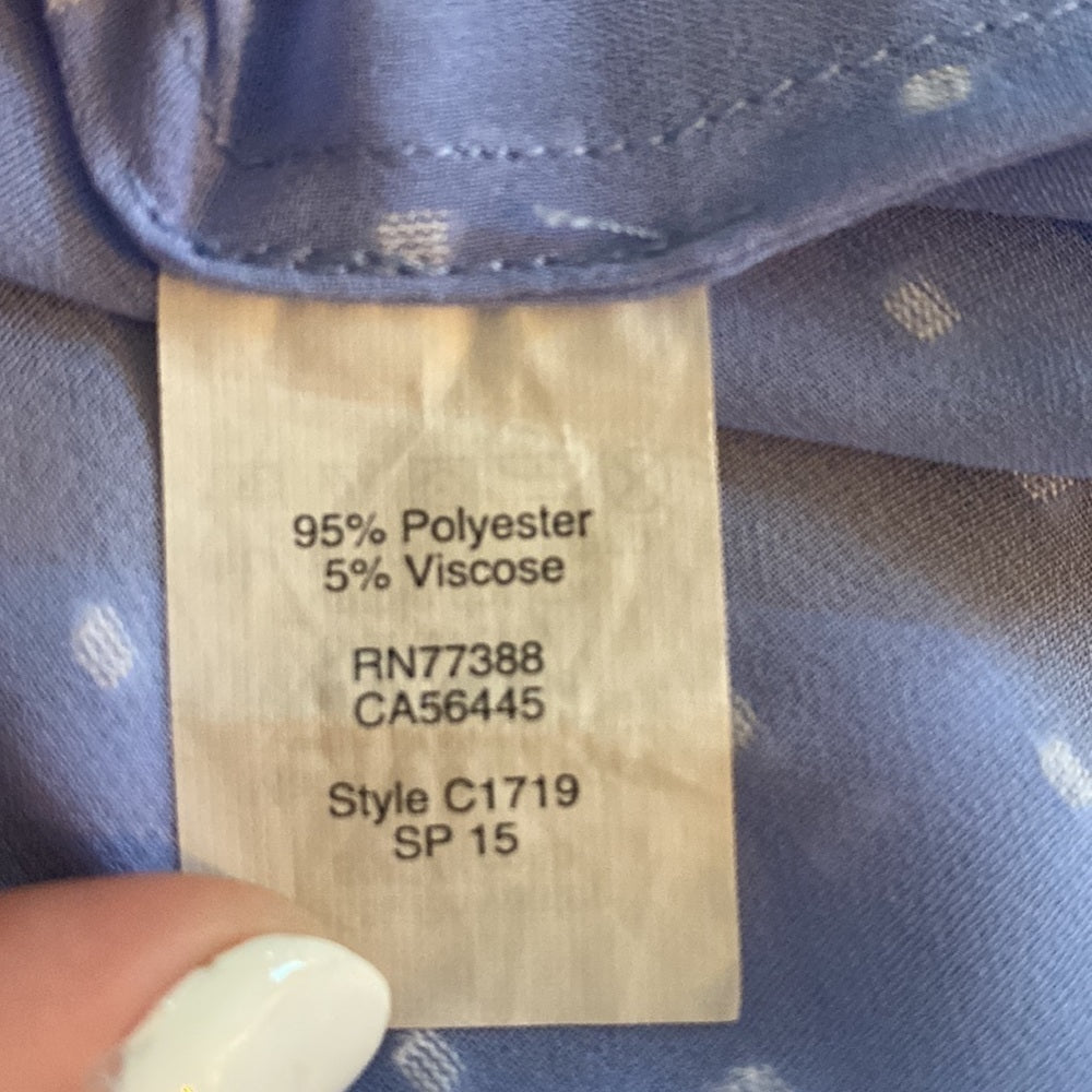 J.Crew Women’s Blue Blouse with White Dots Size Small