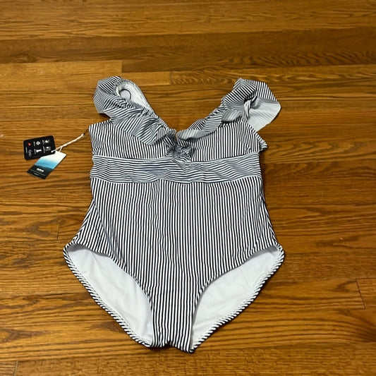 NWT Aava Women’s Blue Striped Bathing Suit Size Large