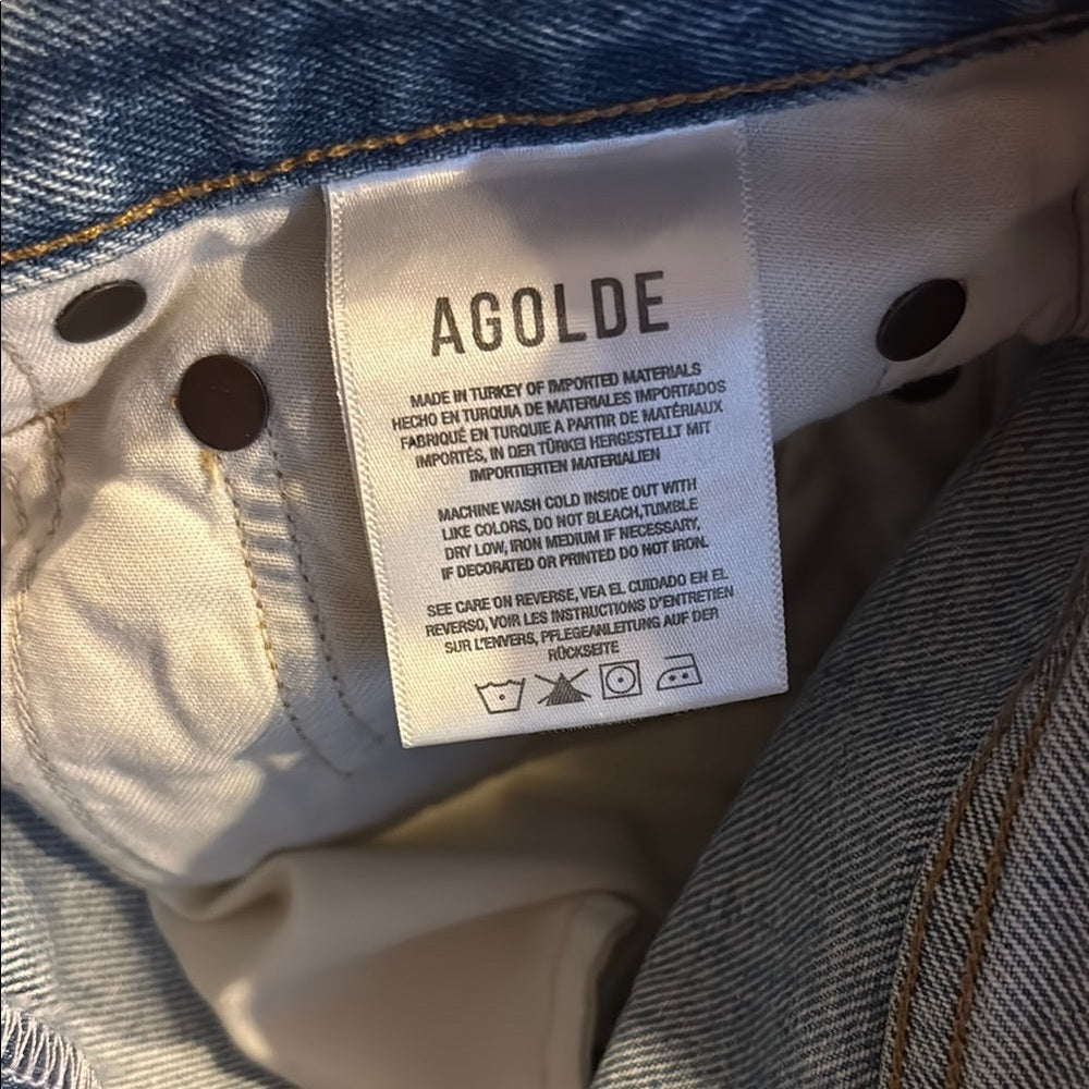 Agolde Women’s Blue Jeans With Frayed Hem Size 26