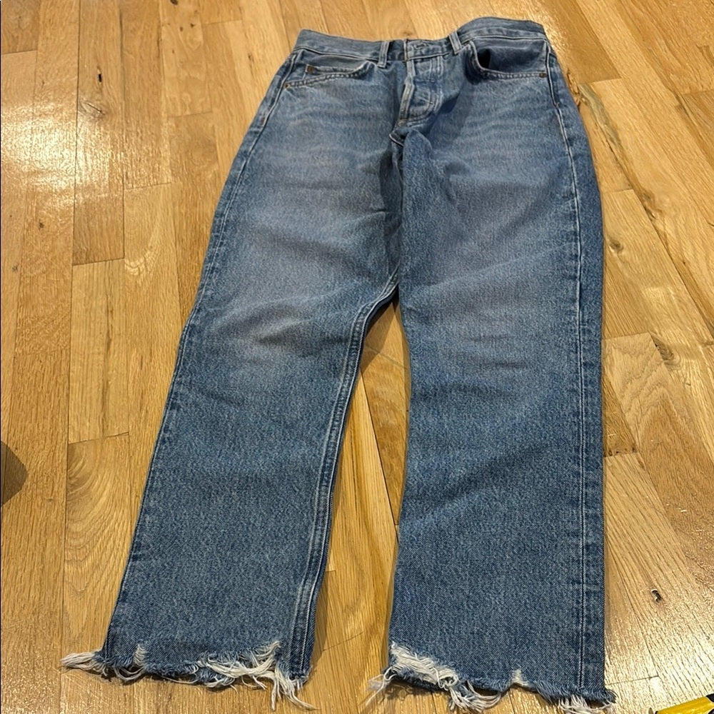 Agolde Women’s Blue Jeans With Frayed Hem Size 26