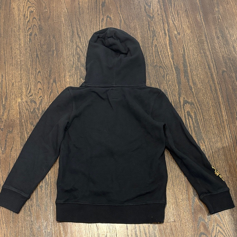 Roots Kids Hoodie in Black with Yellow Logo Size Large