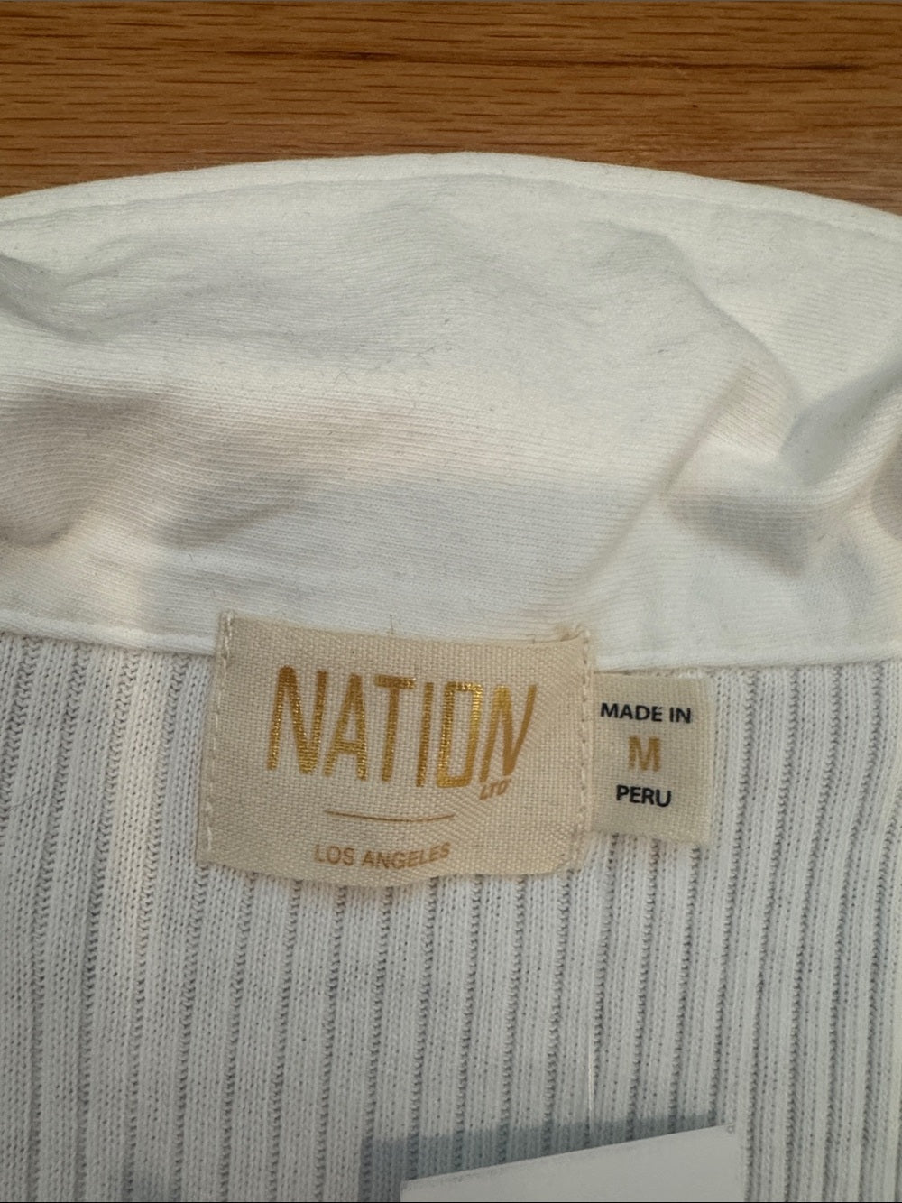 NWT Nation White Ribbed Long-Sleeve Polo Henley Top Women’s Medium