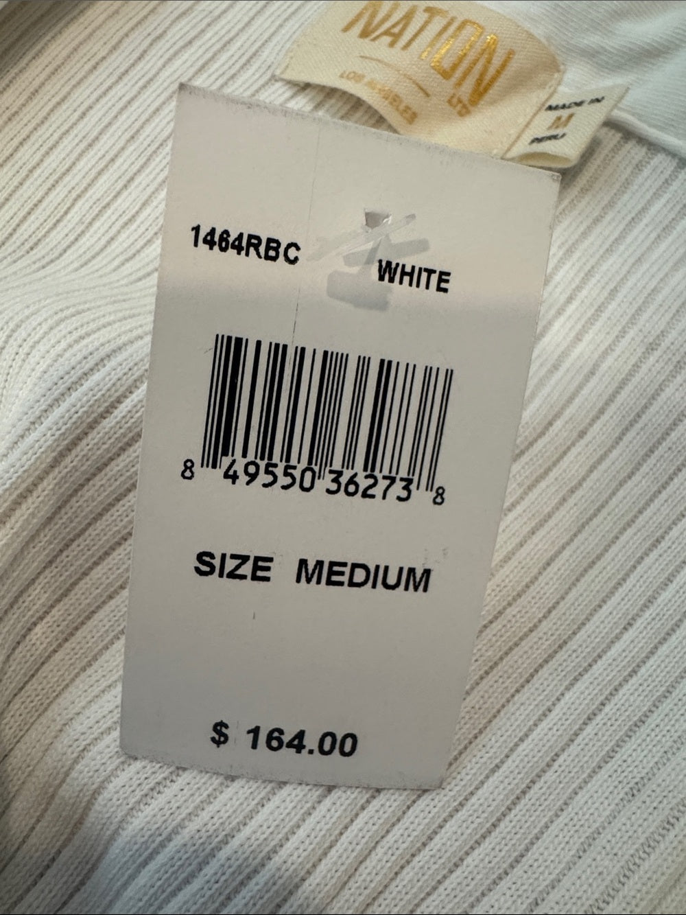 NWT Nation White Ribbed Long-Sleeve Polo Henley Top Women’s Medium