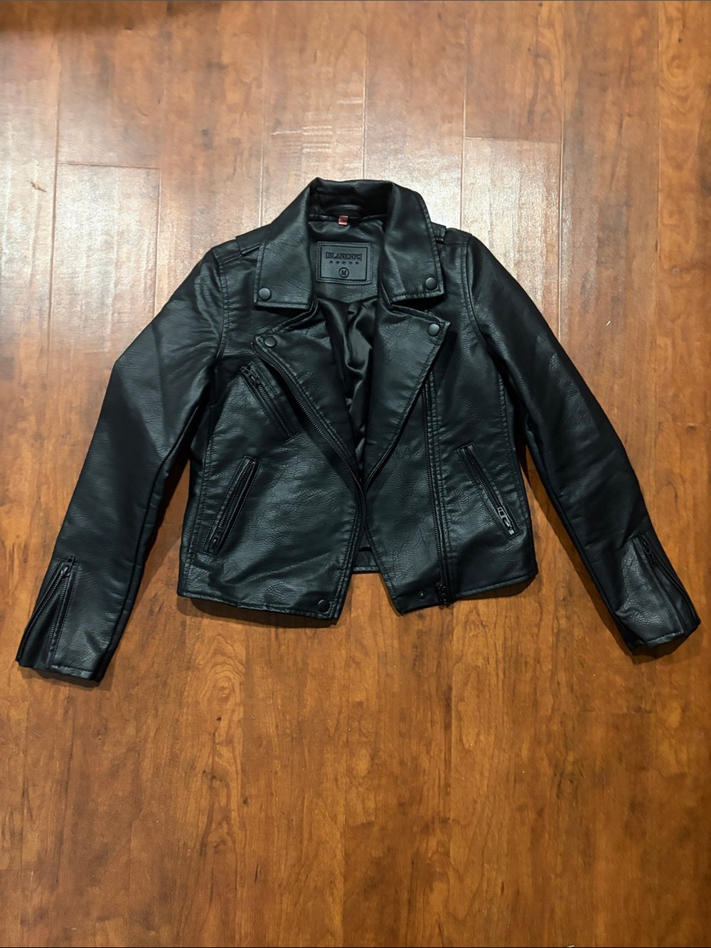 Blank NYC Girls Black Faux Leather Moto Jacket Size Medium