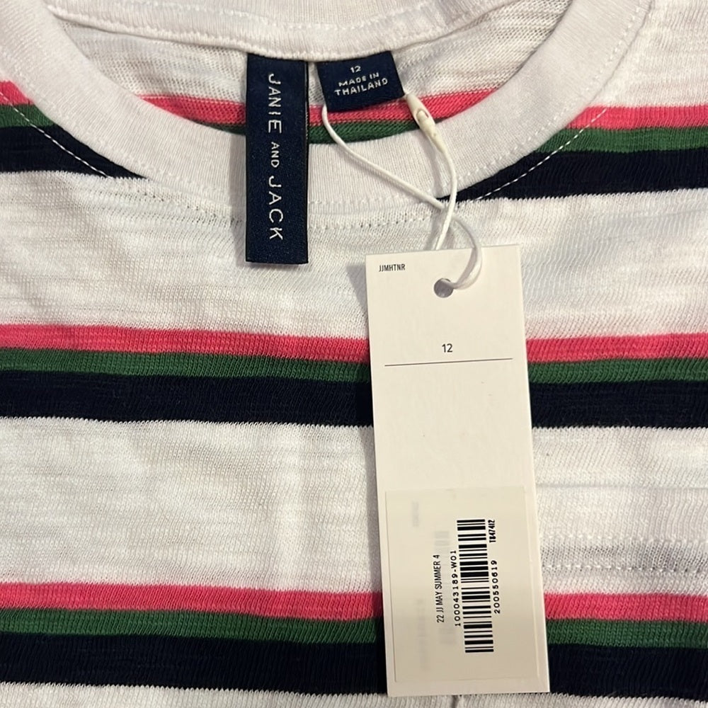 NWT Janie and Jack Girls Short Sleeve T-Shirt White, Blue, Green, Pink Size 12