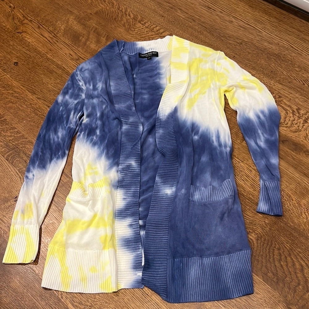 Central Park West Women’s Cardigan & Sleeveless Top Blue Yellow & White Size XS
