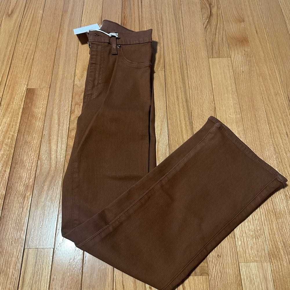 NWT Pistola Lennon Coated Cognac Brown Straight-Leg Pants Size 24