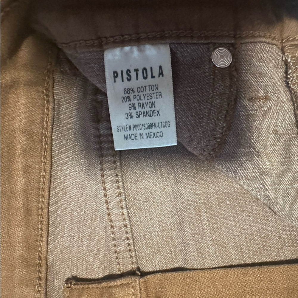 NWT Pistola Lennon Coated Cognac Brown Straight-Leg Pants Size 24
