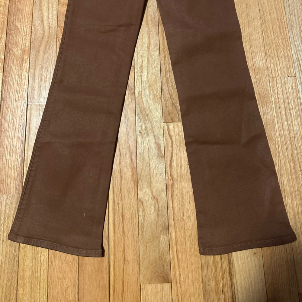 NWT Pistola Lennon Coated Cognac Brown Straight-Leg Pants Size 24