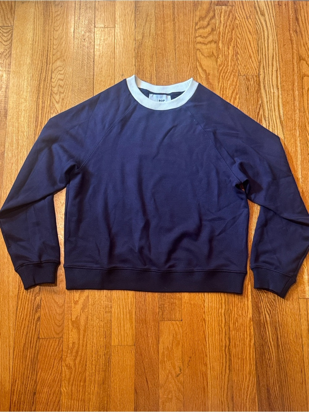 LEBOP Women’s Navy Sweatshirt & Jogger Set with White Trim Size XS