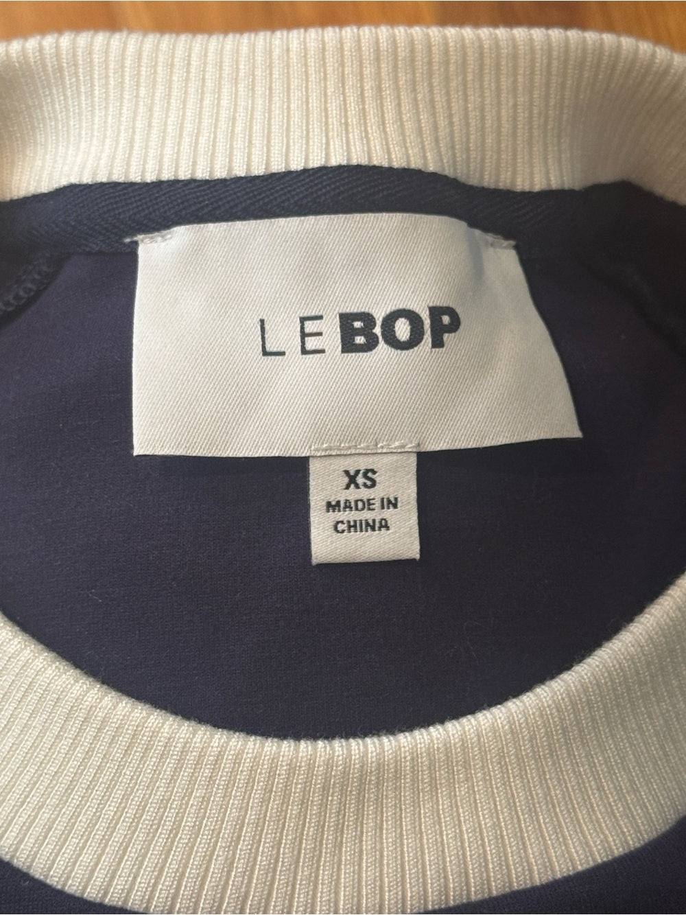 LEBOP Women’s Navy Sweatshirt & Jogger Set with White Trim Size XS