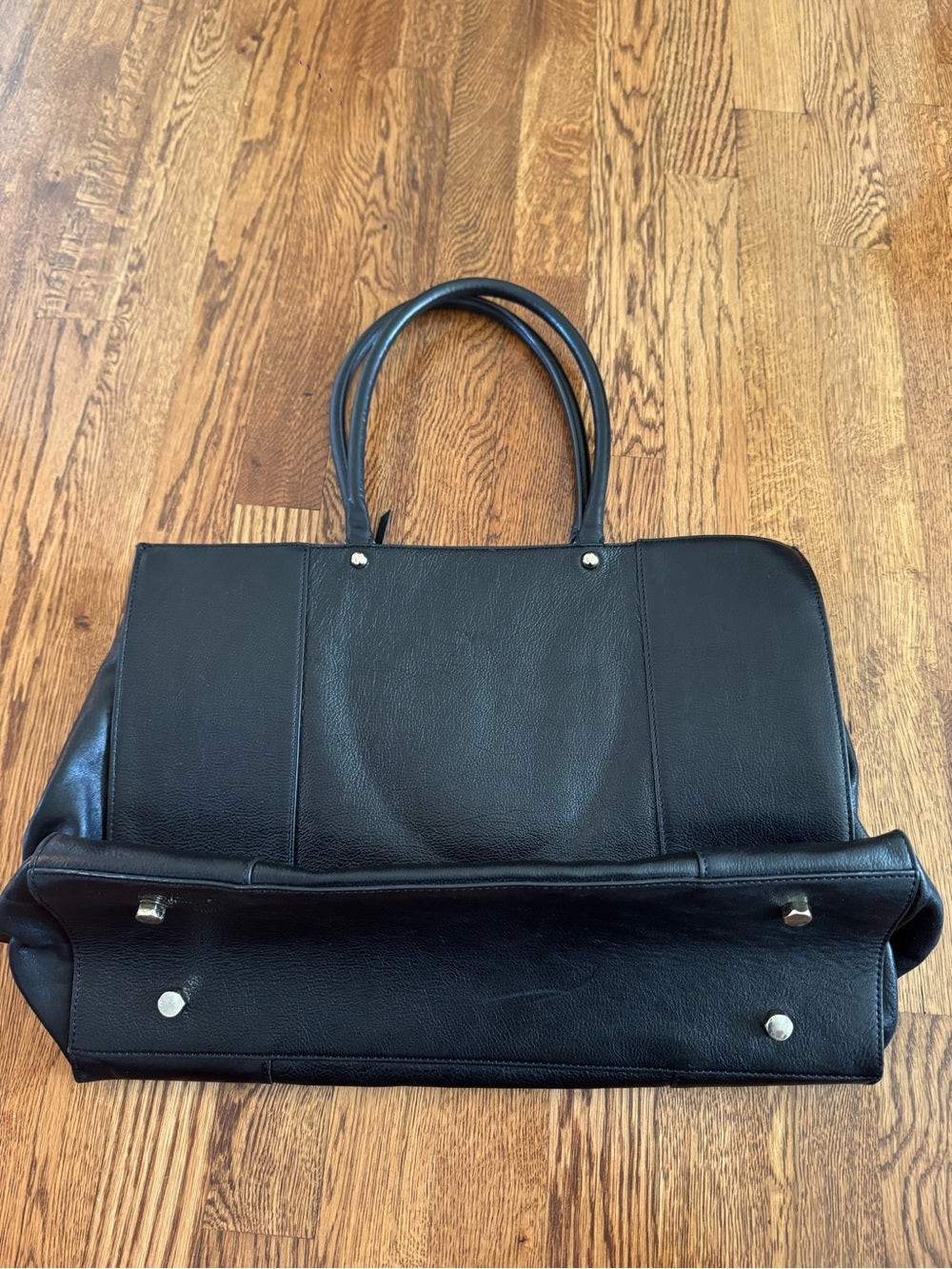 Rebecca Minkoff Classic Black Leather Tote Bag - Women's Everyday Carry
