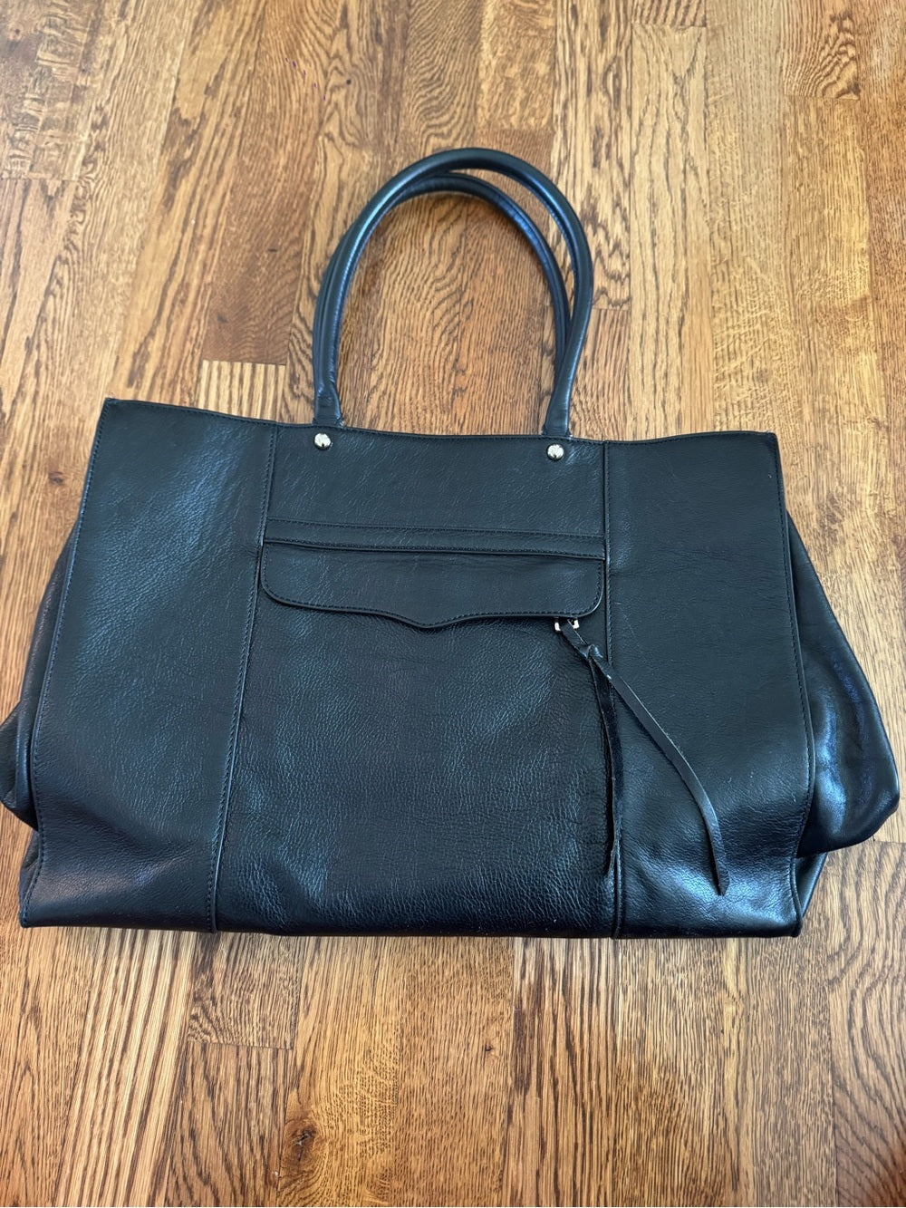 Rebecca Minkoff Classic Black Leather Tote Bag - Women's Everyday Carry
