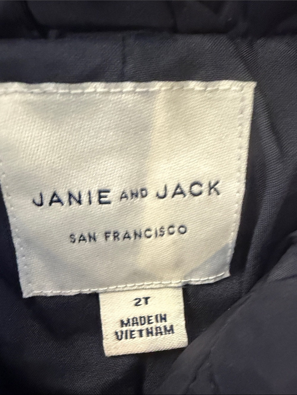 Janie and Jack Navy Quilted Puff Jacket with Gold Buttons Size 2