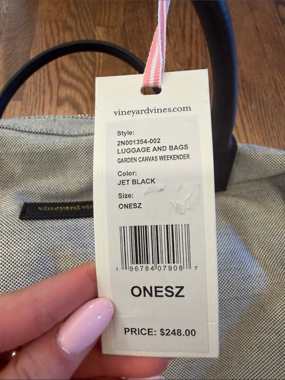 Vineyard Vines Gray and Black Canvas Duffel Bag One Size