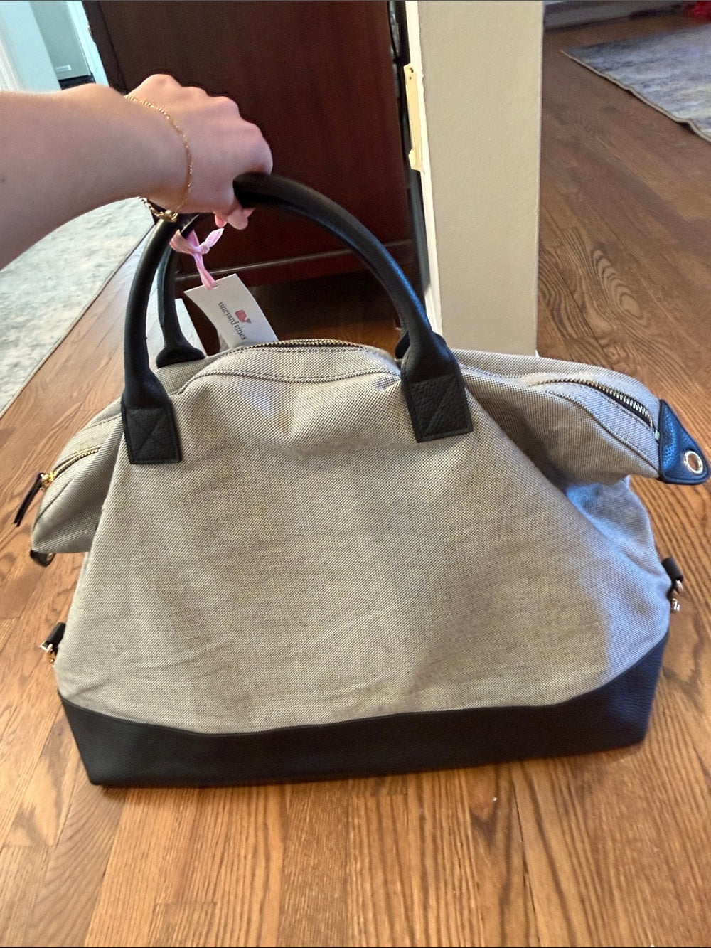 Vineyard Vines Gray and Black Canvas Duffel Bag One Size