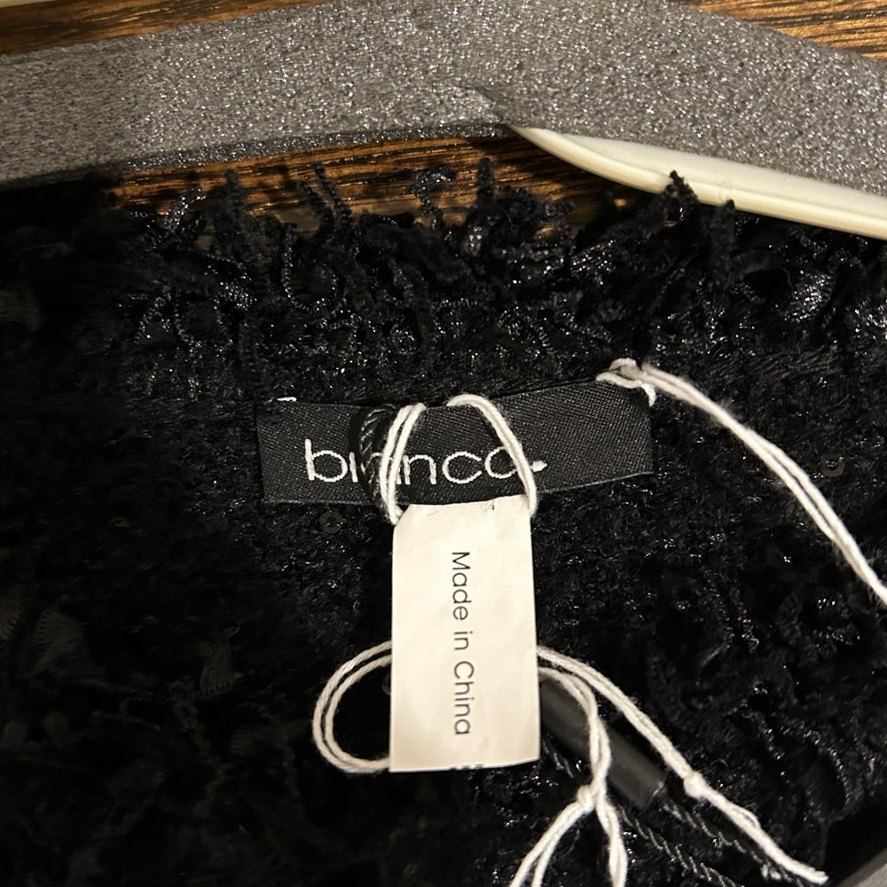 NWT Bianca Women’s Black Cardigan with Fringe Size 8