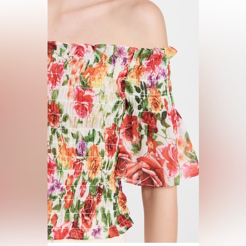 L’Agence Women’s Floral Off The Shoulder Shirt Size S