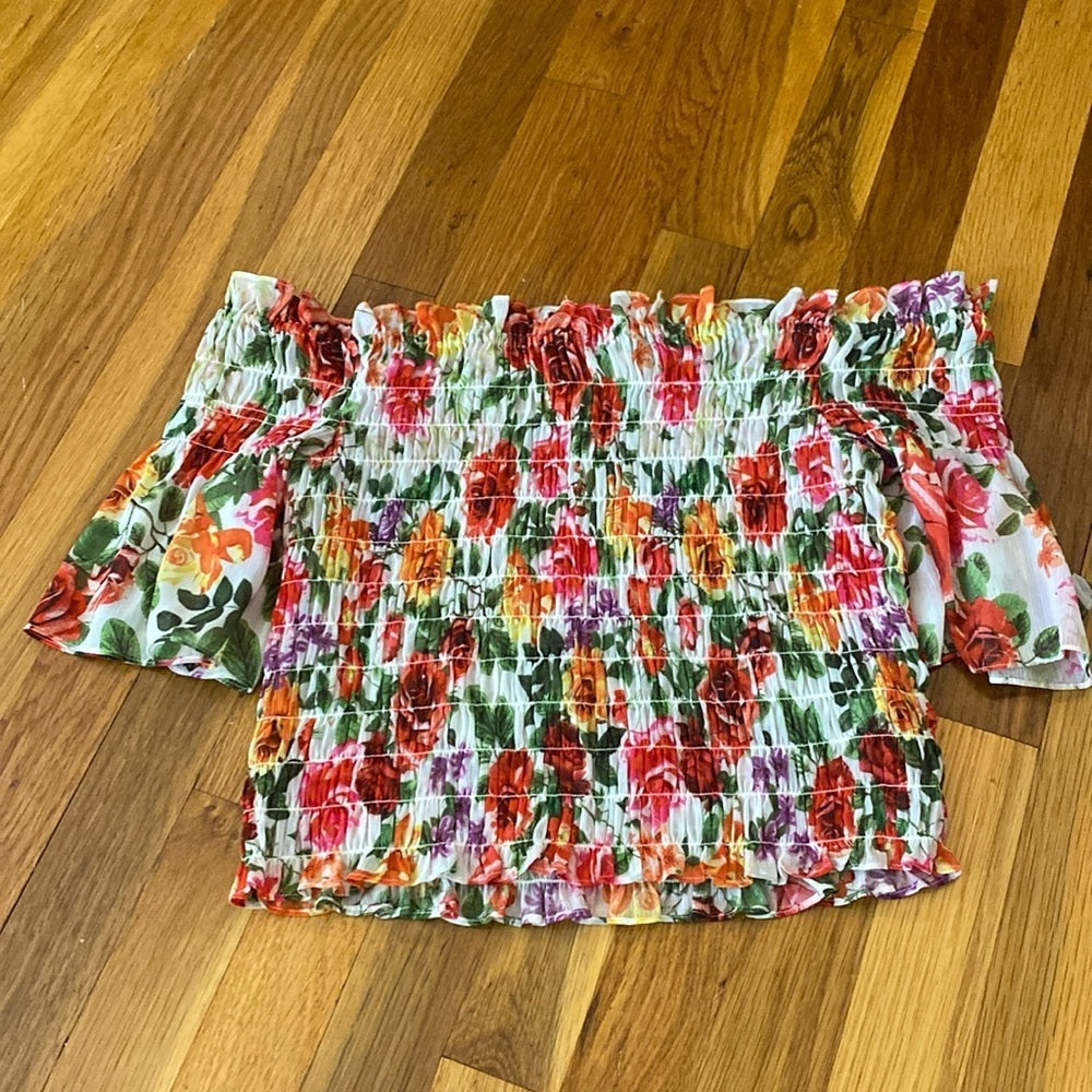 L’Agence Women’s Floral Off The Shoulder Shirt Size S