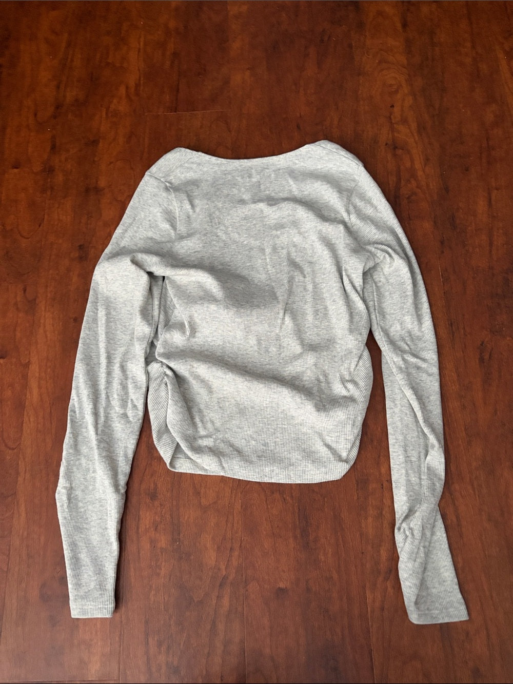 Abercrombie And Fitch Girls Light Gray Long-Sleeve Square Neck Top Size 9/10