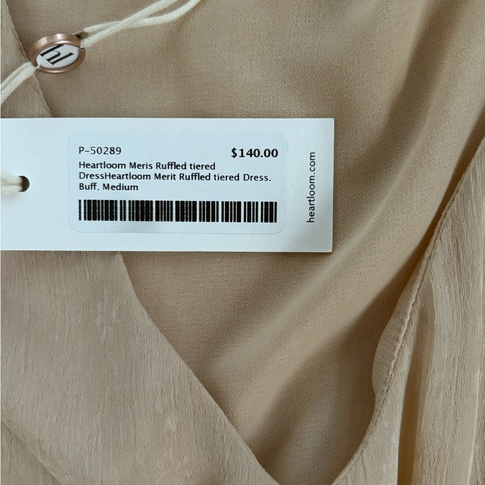 NWT Heartloom Women’s Tan Maxi Dress with Flutter Sleeves Size M