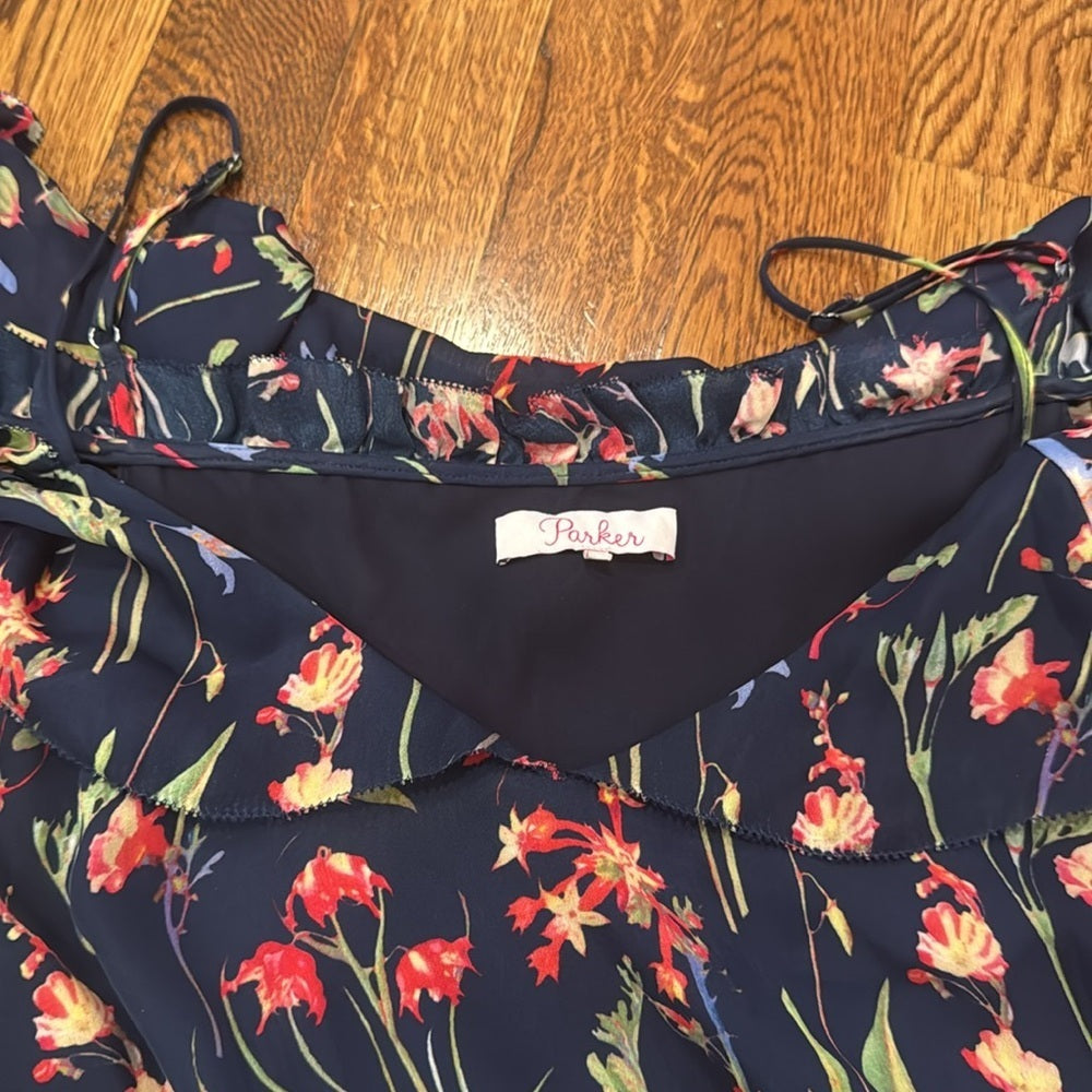 Parker Women’s Navy Floral Dress Size Medium