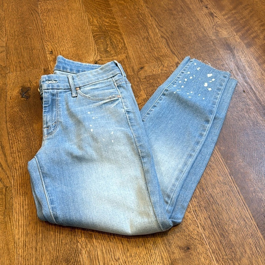 Mother Women’s Looker Ankle Fray Jeans Blue and White Size 27