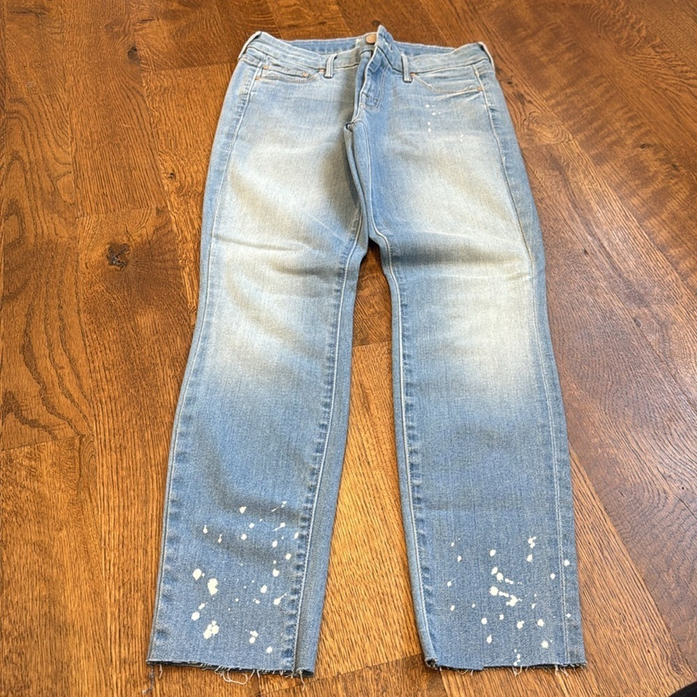 Mother Women’s Looker Ankle Fray Jeans Blue and White Size 27