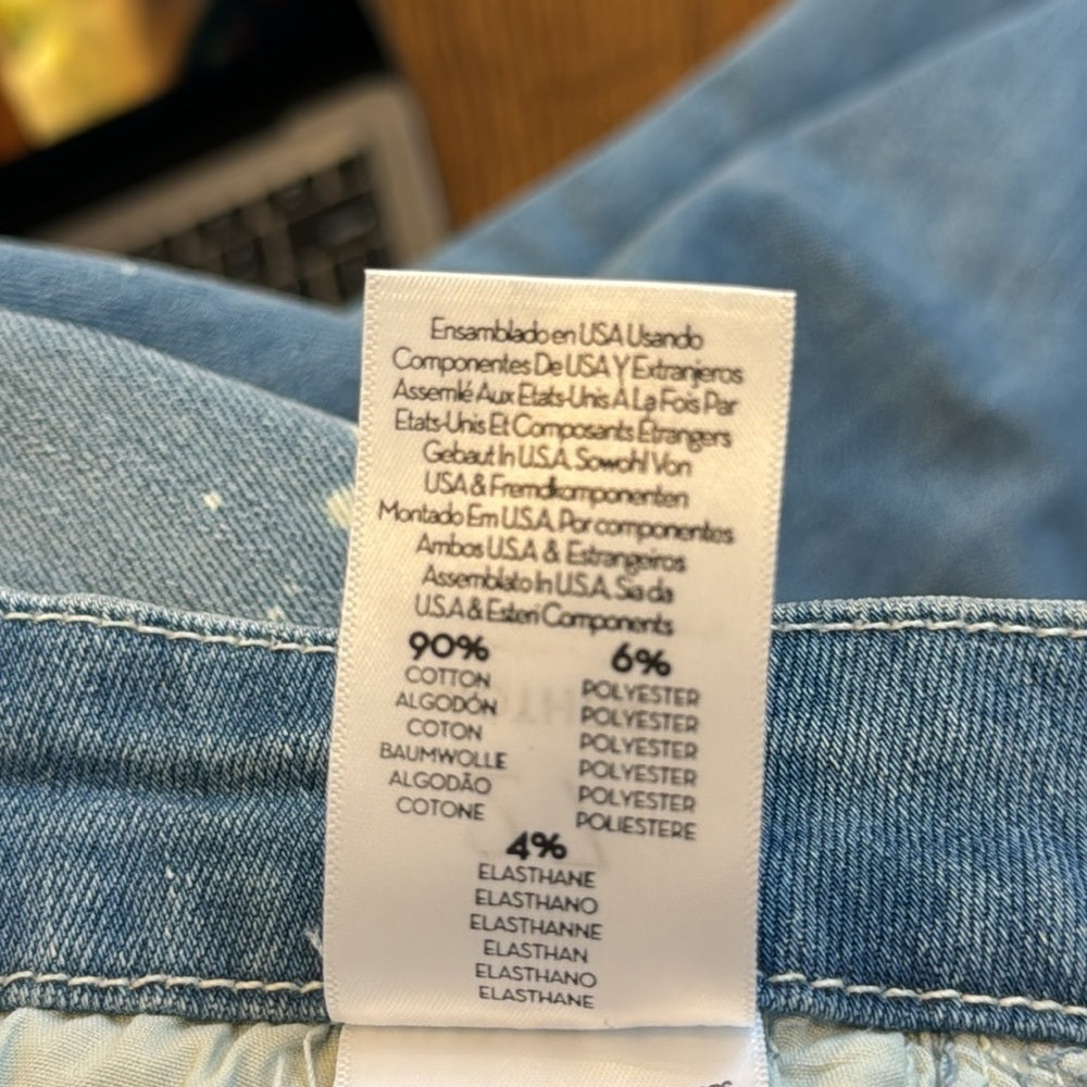 Mother Women’s Looker Ankle Fray Jeans Blue and White Size 27