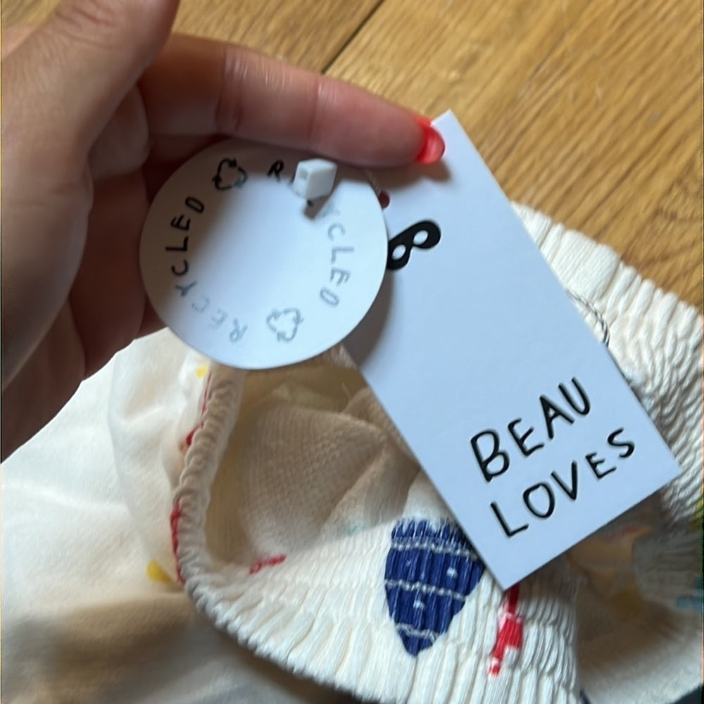 NWT Beau Loves Kid’s White Graphic Shorts Size 6-7y
