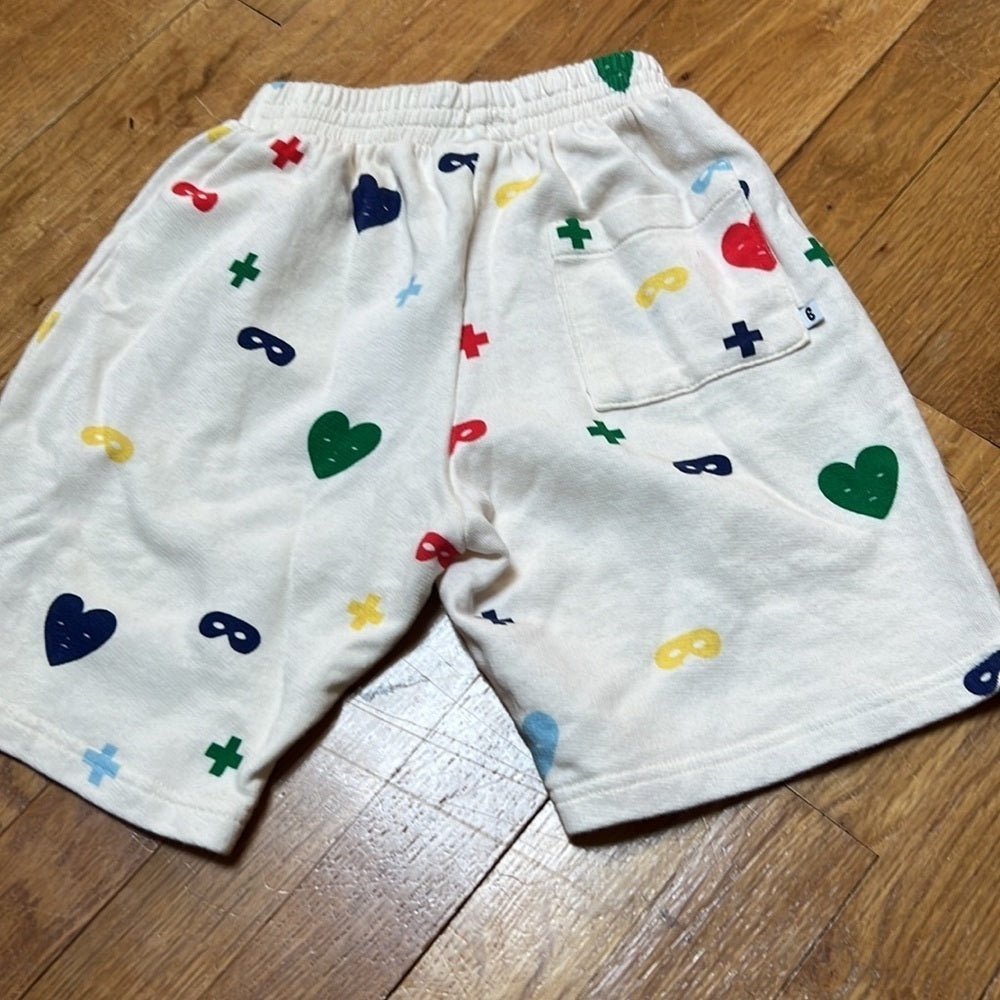 NWT Beau Loves Kid’s White Graphic Shorts Size 6-7y