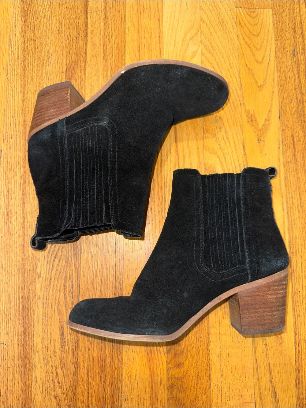 Sam Edelman Women's Black Suede Ankle Boots - Classic Chelsea Style Size 10