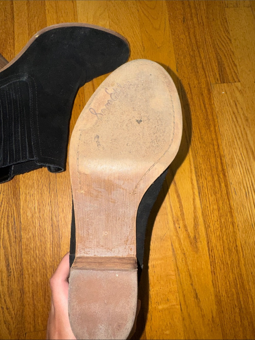 Sam Edelman Women's Black Suede Ankle Boots - Classic Chelsea Style Size 10