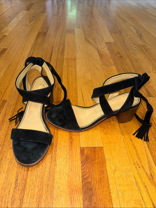 Splendid Black Suede Ankle Tie Block Heel Sandals - Women’s 9.5