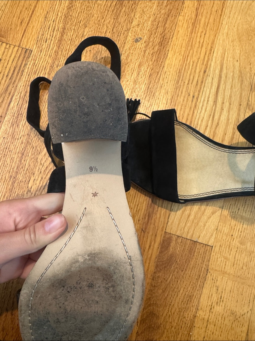 Splendid Black Suede Ankle Tie Block Heel Sandals - Women’s 9.5