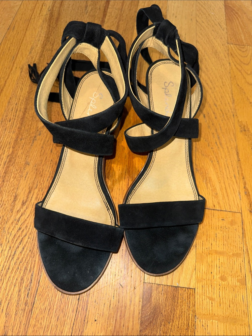 Splendid Black Suede Ankle Tie Block Heel Sandals - Women’s 9.5