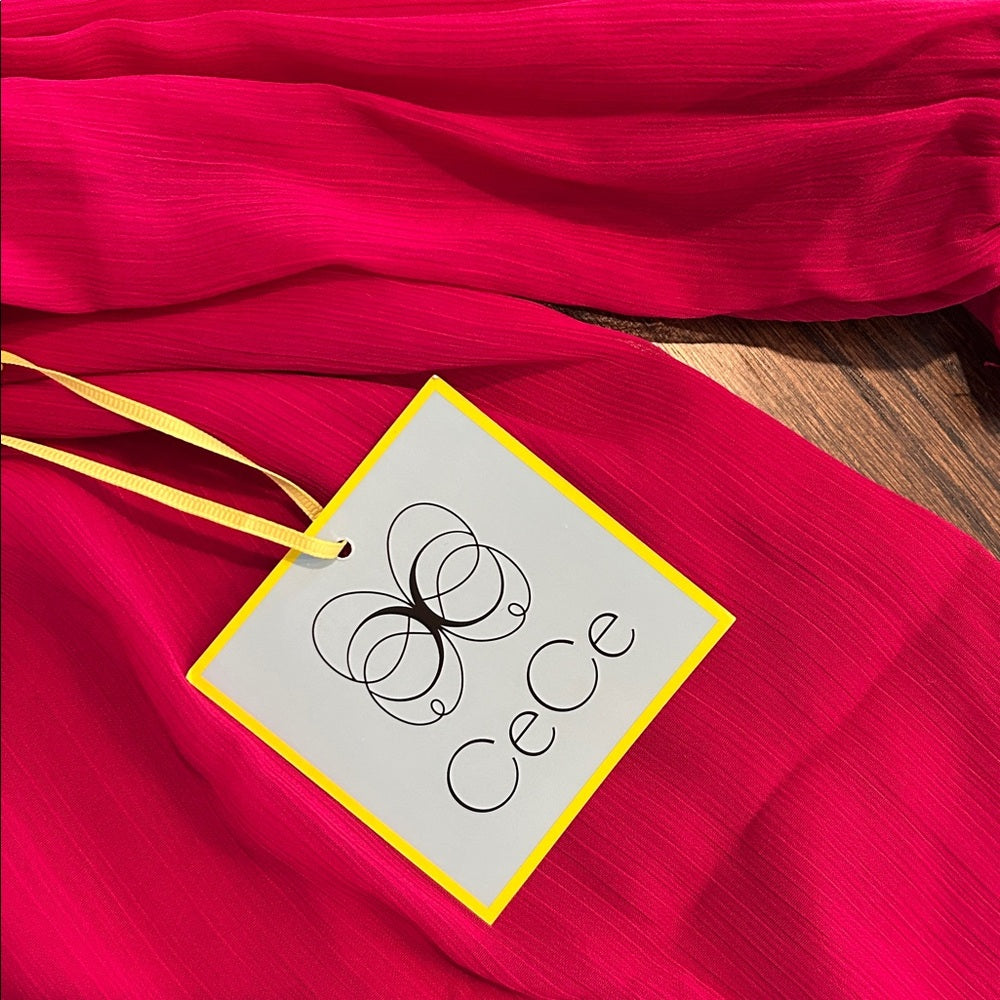NWT CeCe Women’s Fuchsia Ruffle Sleeve Off the Shoulder Blouse Size Medium