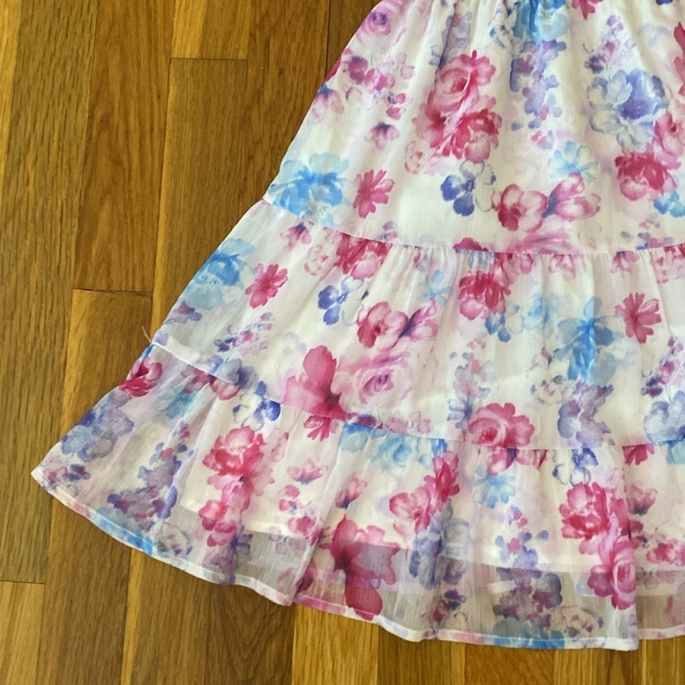 NWT BB Dakota Steve Madden Woman Pink & Blue Floral Printed Ruffle Dress Size S