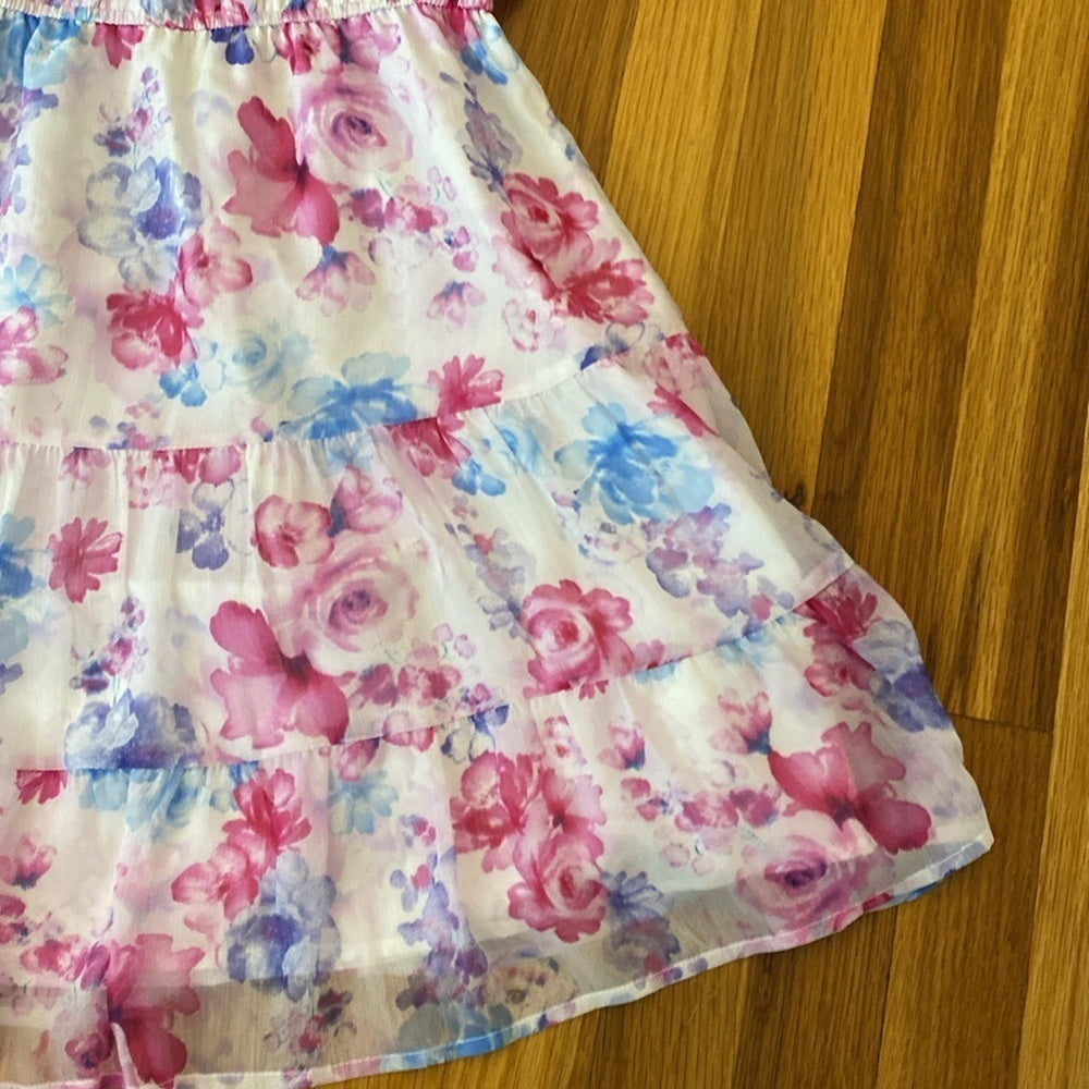 NWT BB Dakota Steve Madden Woman Pink & Blue Floral Printed Ruffle Dress Size S