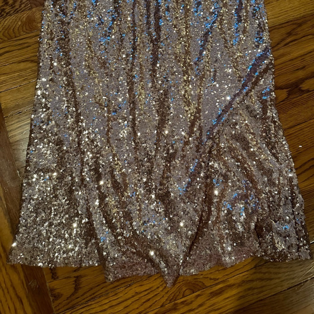 Jenny Yoo Collection Gold Sparkly Maxi Dress Size 12