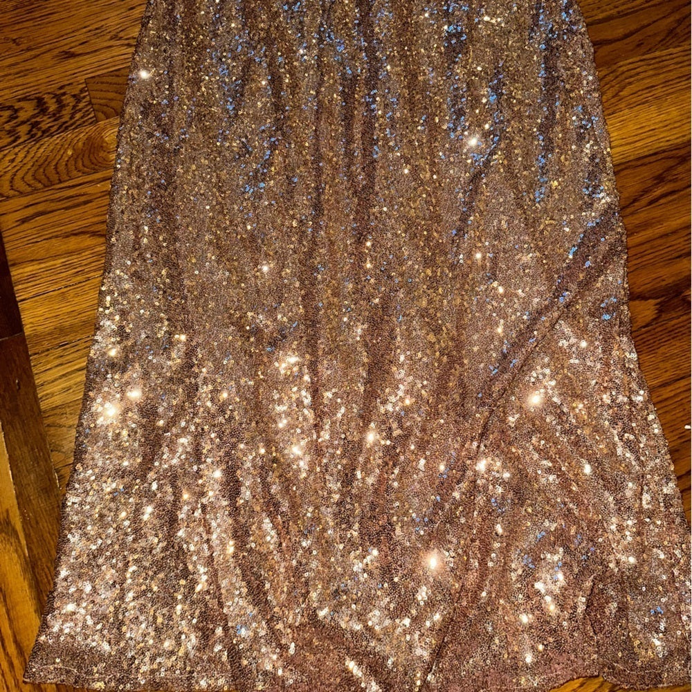Jenny Yoo Collection Gold Sparkly Maxi Dress Size 12