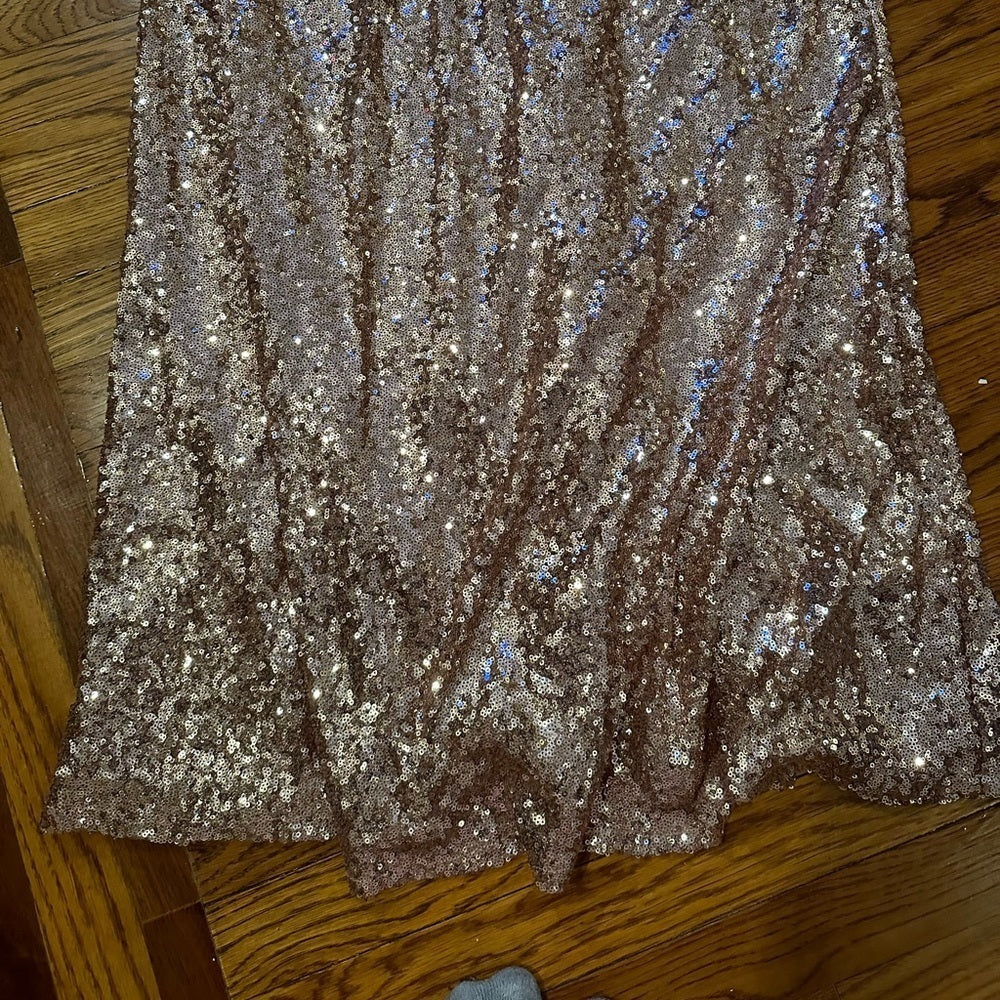 Jenny Yoo Collection Gold Sparkly Maxi Dress Size 12
