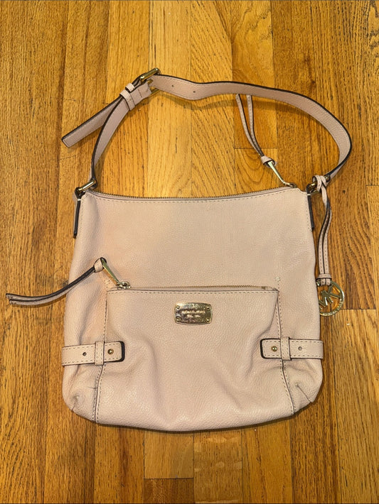 Michael Kors Blush Leather Shoulder Bag with Gold Hardware