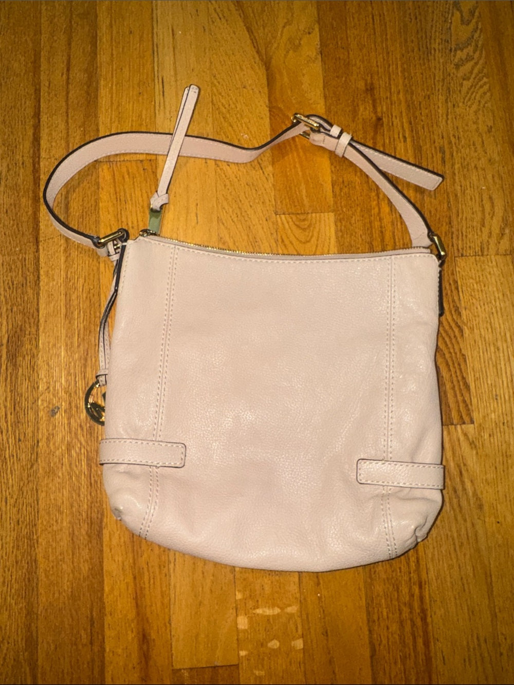 Michael Kors Blush Leather Shoulder Bag with Gold Hardware